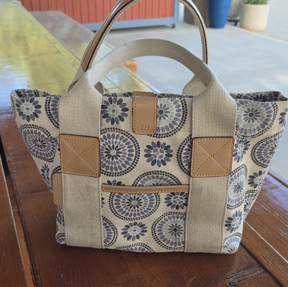 TOMMY HILFIGER Medallion Boho Canvas Double Handle Tote Bag